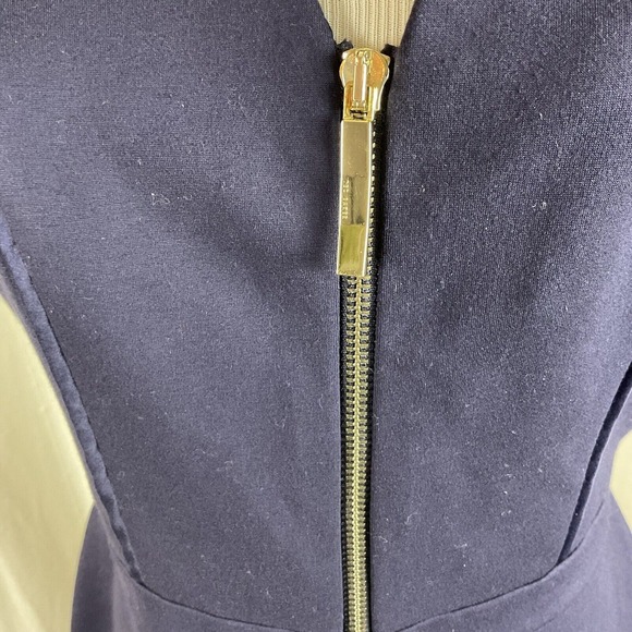 Ted Baker Size 3 US Size 8 Dress Cyanthe Sheath Full Zip Navy gold Career Office - Picture 4 of 10